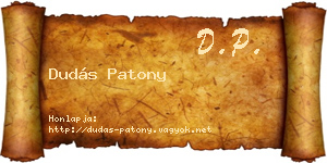 Dudás Patony névjegykártya